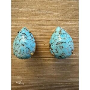 Vintage TearDrop with Gold Veining Clip On Earrings